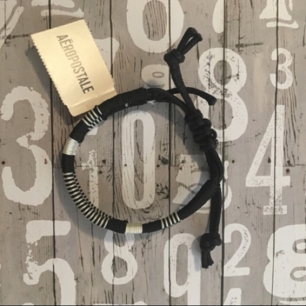 Aeropostale Adjustable Bracelet String Black White